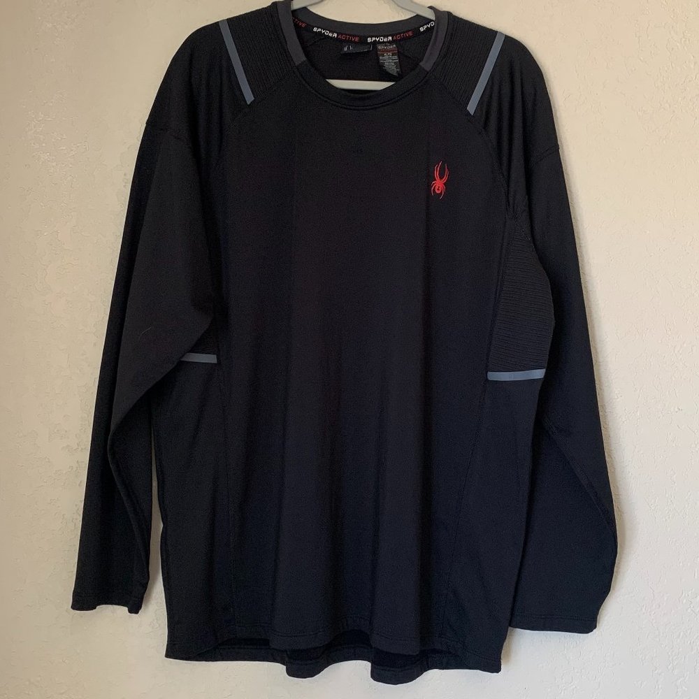 Spyder ProWeB Base Layer Activewear Long Sleeve Tee T-Shirt Black Men's size XL
